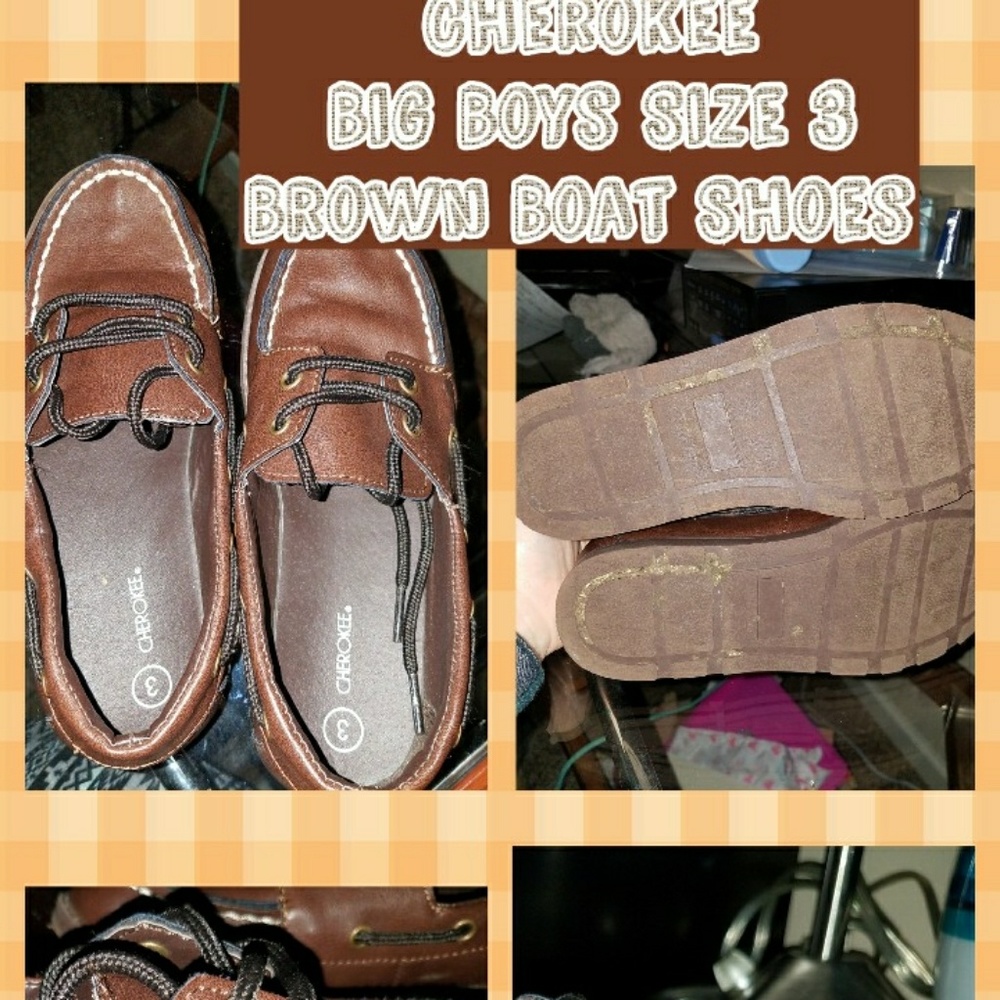 GUC Cherokee Big Boys Size 3 Brown Boat Shoes